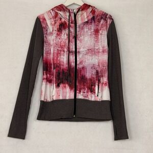 Alo Yoga Women's  Hoodie Full Zip Jacket Airbrush Desert Sunset Pink Size L